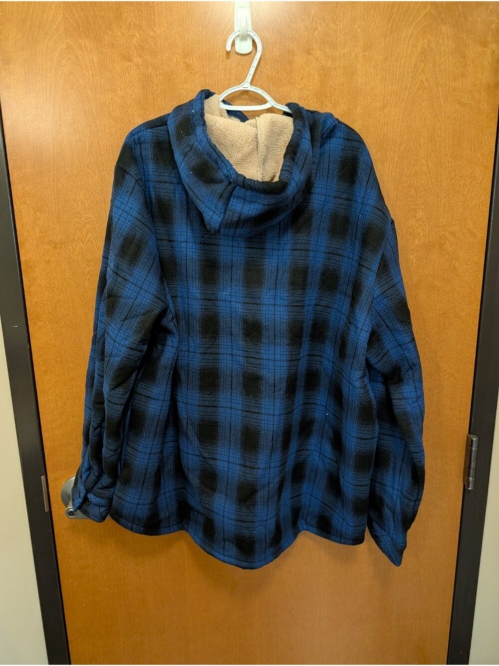 SONICDEGREE Jacket Men's 3XL Blue Black Long Sleeve Flannel Coat Fur Lined NWOT - Picture 8 of 10